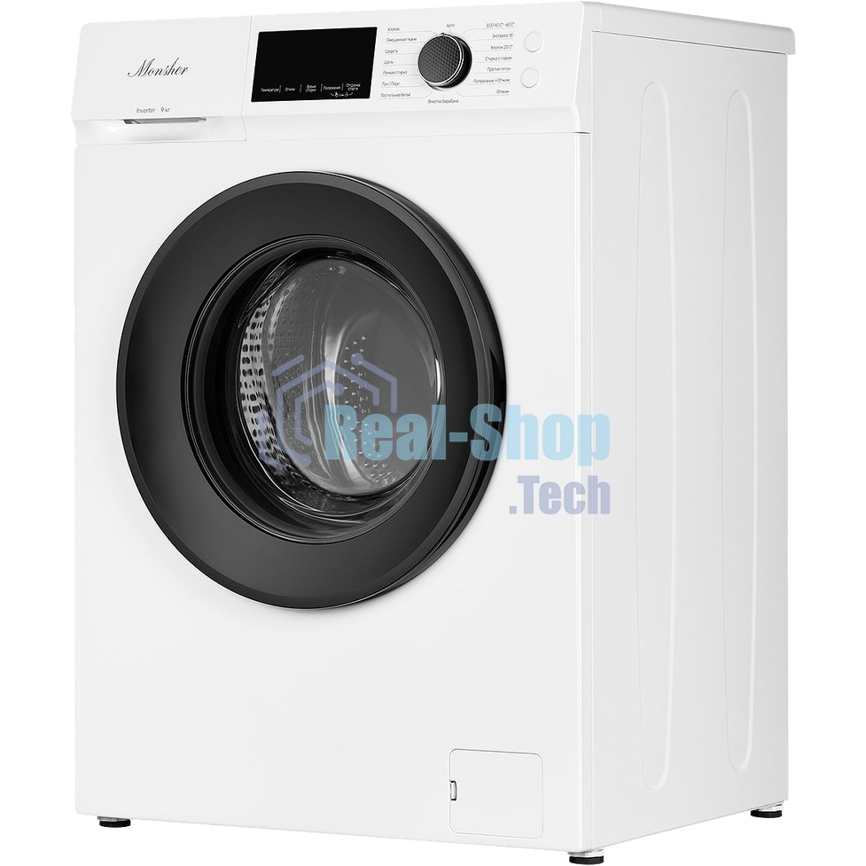 Стиральная машина MONSHER MWM 500 Blanc белая, загрузка фронтальная 9кг, 1200 об/мин., класс: A+++