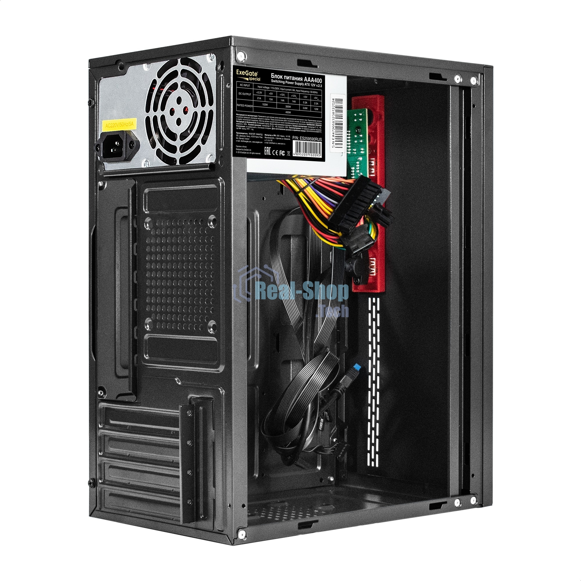 Компьютерный корпус Minitower ExeGate BAA-403U2-AAA400 (mATX, БП AAA400 с вент. 8см, 1*USB/2*USB 3.0, HD Audio, черный)