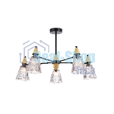 Люстра Ambrella light LH58114/5 BK/LW/SM черный/светлое дерево/дымчатый E14*5 max 40W D660*390