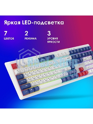 Клавиатура Oklick 725G проводная, USB Type-A, белый/красный