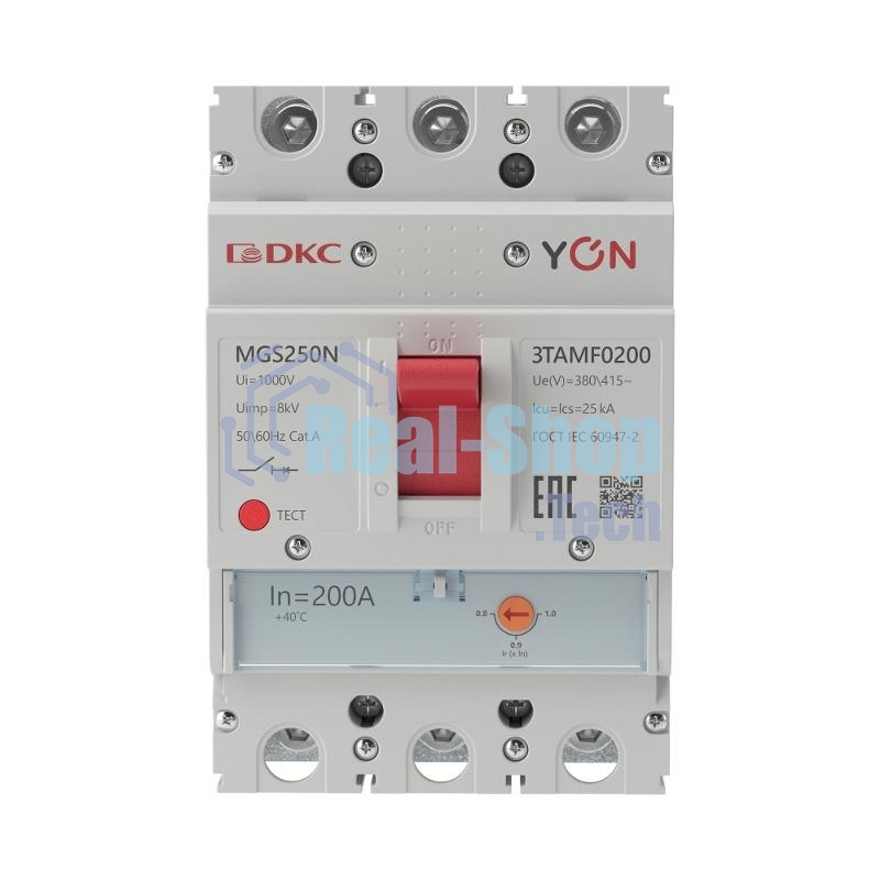 Выключатель автоматический MGS250 3P 160-200A 36kA YON MGS250N-3TAMF0200