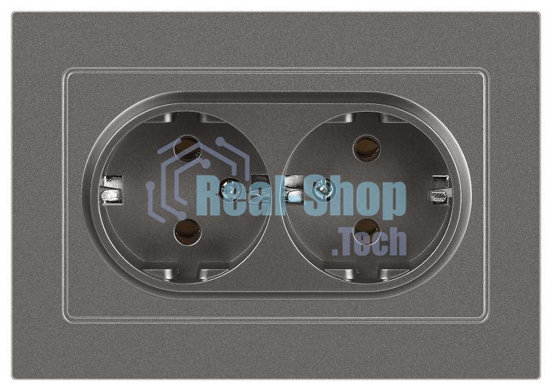 Розетка Intro Accent 6-205-09 двойн. 2X2P+E Schuko 16А-250В IP20 СУ AL/CU титан Б0063500