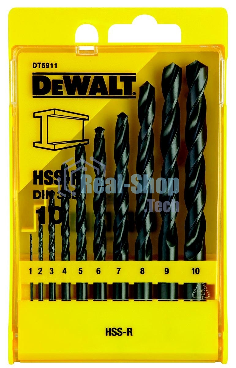 Набор сверл DeWalt DT5911-QZ по металлу HSS-R (10шт.) в пластиковой кассете