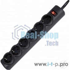 Сетевой фильтр Defender DFS 153 3 м, черный, 6 розеток