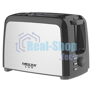 Тостер Delta LUX DL-090 нерж.,черный: 750 Вт, 2ломтика, 6-ти позиц. таймер, разморозка, подогрев (6)