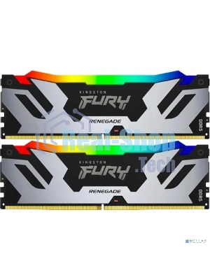 Оперативная память Kingston Fury Renegade, DDR5, 64GB (2x32 GB), 6400 MHz, CL32, DIMM, радиатор, RGB, серебристый/черный