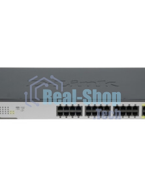 Коммутатор D-Link DGS-1026MP/A1A, 24×1 Гбит/с + 2×1 Гбит/с Combo, неуправляемый