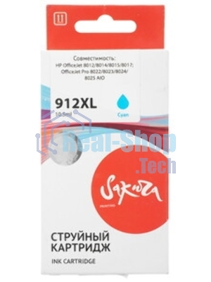 Картридж струйный Sakura 3YL81AE (№912XL Cyan) для HP, голубой, 10,5 мл., 825 к.