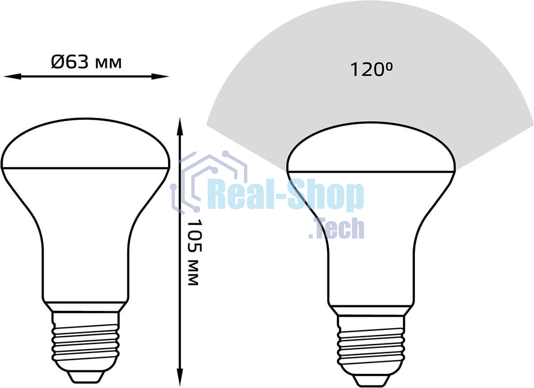 Лампа светодиодная Gauss 106002209LED Reflector R63 E27 9W 4100K