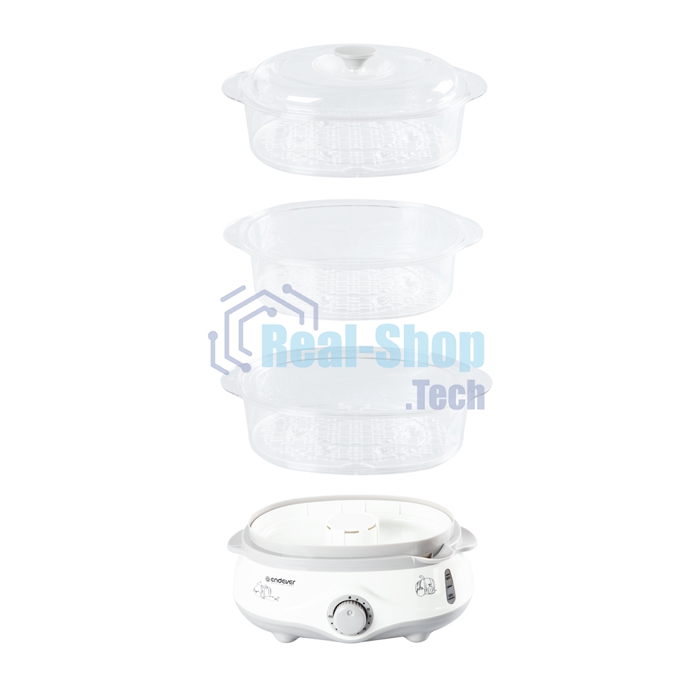 Пароварка электрическая Endever Vita-170, белый/серый, мощность 1000 Вт, объем 11 л