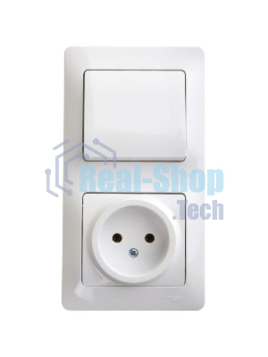 Блок комбинированный GLOSSA розетка + выкл. 1-кл. бел. SchE