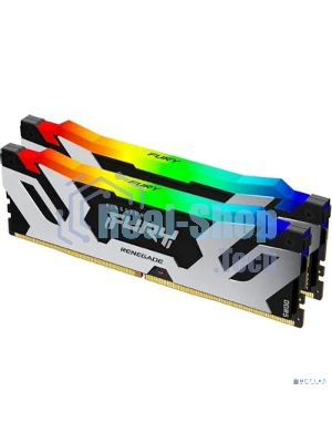 Оперативная память Kingston Fury Renegade, DDR5, 64GB (2x32 GB), 6400 MHz, CL32, DIMM, радиатор, RGB, серебристый/черный