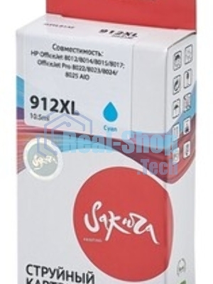 Картридж струйный Sakura 3YL81AE (№912XL Cyan) для HP, голубой, 10,5 мл., 825 к.