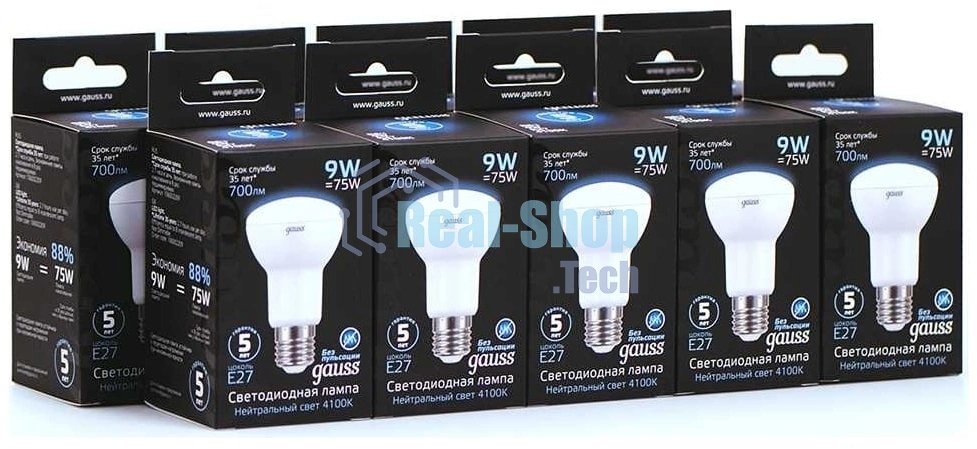 Лампа светодиодная Gauss 106002209LED Reflector R63 E27 9W 4100K
