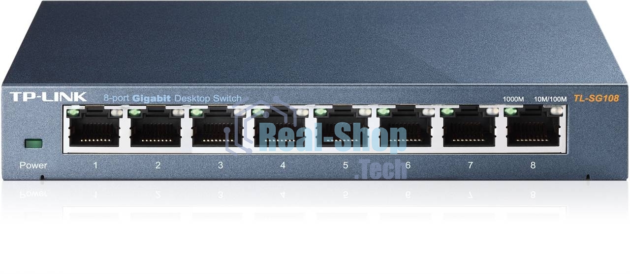 Коммутатор TP-Link SMB TL-SG108 8-port Desktop Gigabit Switch, 8 10/100/1000M RJ45 ports,metal case