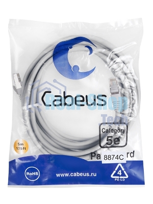 Экранированный патч-корд Cabeus, кат. 5е, экр., F/UTP, RJ45/RJ45, LSZH, AWG24, 5м, серый