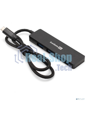 USB-концентратор 4-в-1 ExeGate DUB-4C/3 (кабель-адаптер USB Type C --> 4xUSB3.0, Plug&Play, черный)