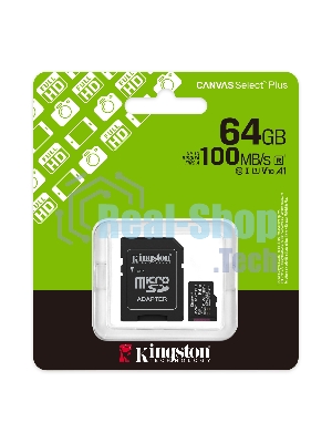 Флеш карта Kingston Canvas Select Plus microSDXC 64Gb C10 SDCS3/64Gb