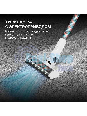 Пылесос вертикальный Hyundai HYV-S5550 белый/серебристый, питание от аккумулятора, 100 Вт, уборка сухая, пылесборник 0.5 л