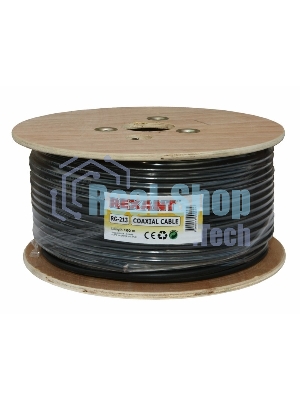 Кабель коаксиальный Rexant RG-213, 50 Ом, Cu/Cu, 96%, бухта 100 м, черный