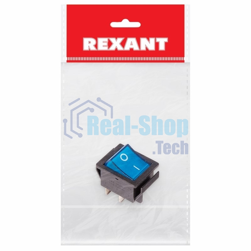 Выключатель клавишный Rexant 250V 16А (4с) ON-OFF синий с подсветкой (RWB-502, SC-767, IRS-201-1) Индивидуальная упаковка 1 шт