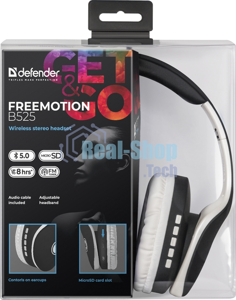 Гарнитура Defender FreeMotion B525 черный+белый, Bluetooth