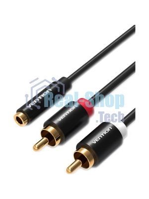 Кабель Vention аудио Jack 3,5 мм F/2RCA M - 1м Серый/черный VAB-R01-S100