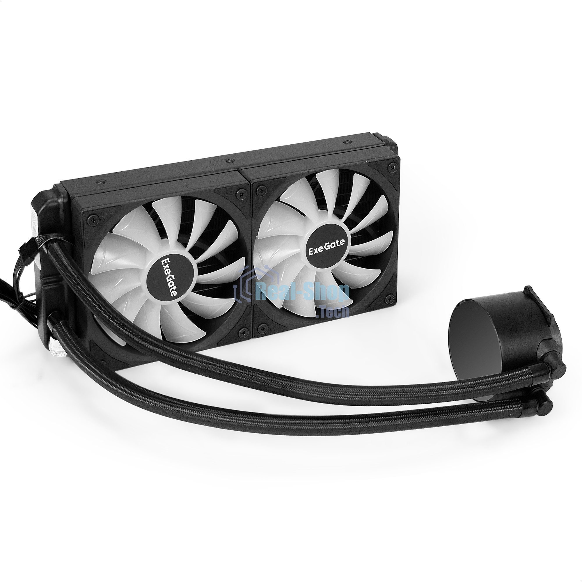 Система жидкостного охлаждения ExeGate BlackWater-240V3.PWM.ARGb черный, 120 мм, алюминий/медь, 1800 об/мин, 37 дБ, 4 pin, 150 Вт