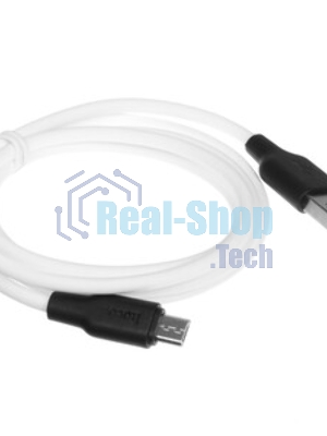 Кабель USB 2.0 HOCO X21, силиконовая оплетка, AM/microBM, бело-черный, 1м