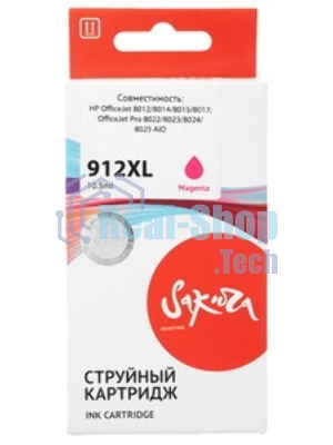 Картридж струйный Sakura 3YL82AE (№912XL Magenta) для HP, пурпурный, 10,5 мл., 825 к.