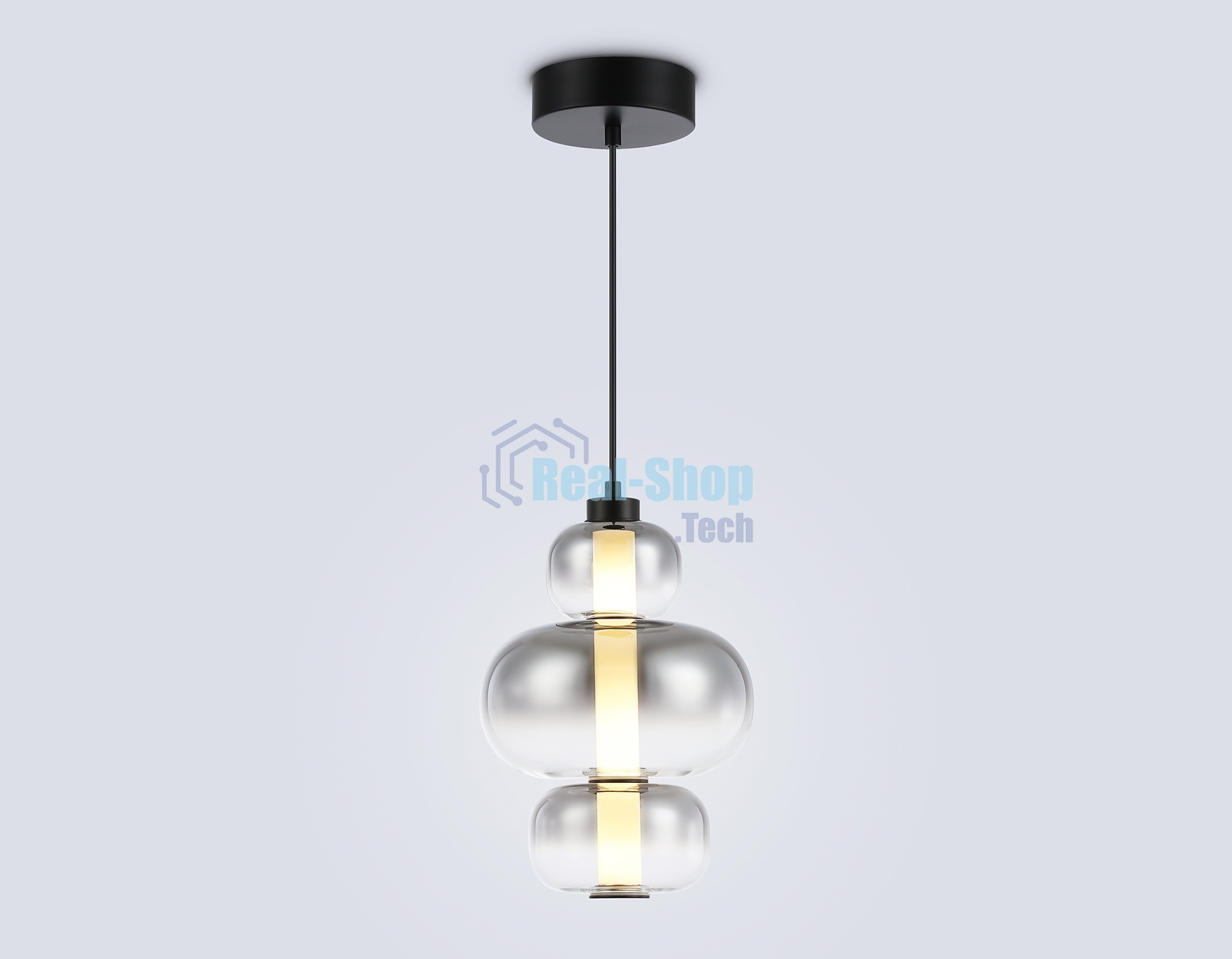 Подвесной светодиодный светильник Ambrella light LH11057 BK/SM черный/дымчатый 18W 3000K D230*350