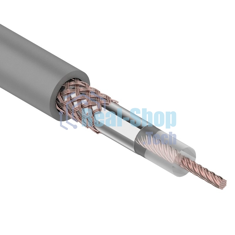 Кабель коаксиальный Rexant RG-58 A/U, 50 Ом, Cu/Al/Cu, 64%, бухта 100 м, серый