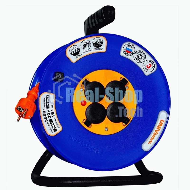 Удлинитель на катушке 4х30 м с заземл. 16А IP44 ВЕМ-250 термо ПВС 3х2.5 UNIVersal 9634207