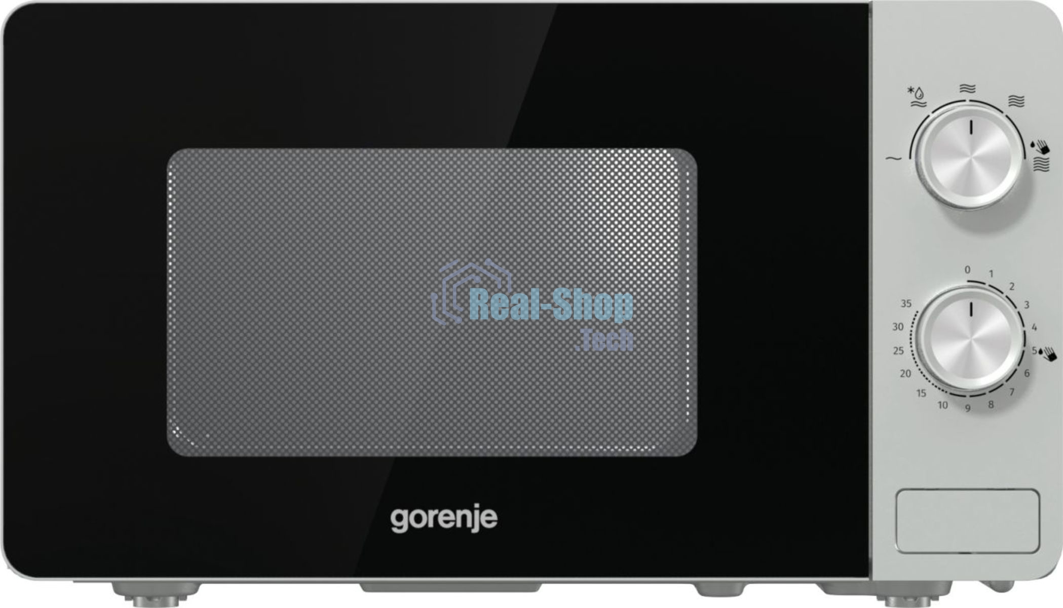 Микроволновая печь Gorenje MO20E1S серебристый, 20 л, 800 Вт, переключатели - поворотный механизм