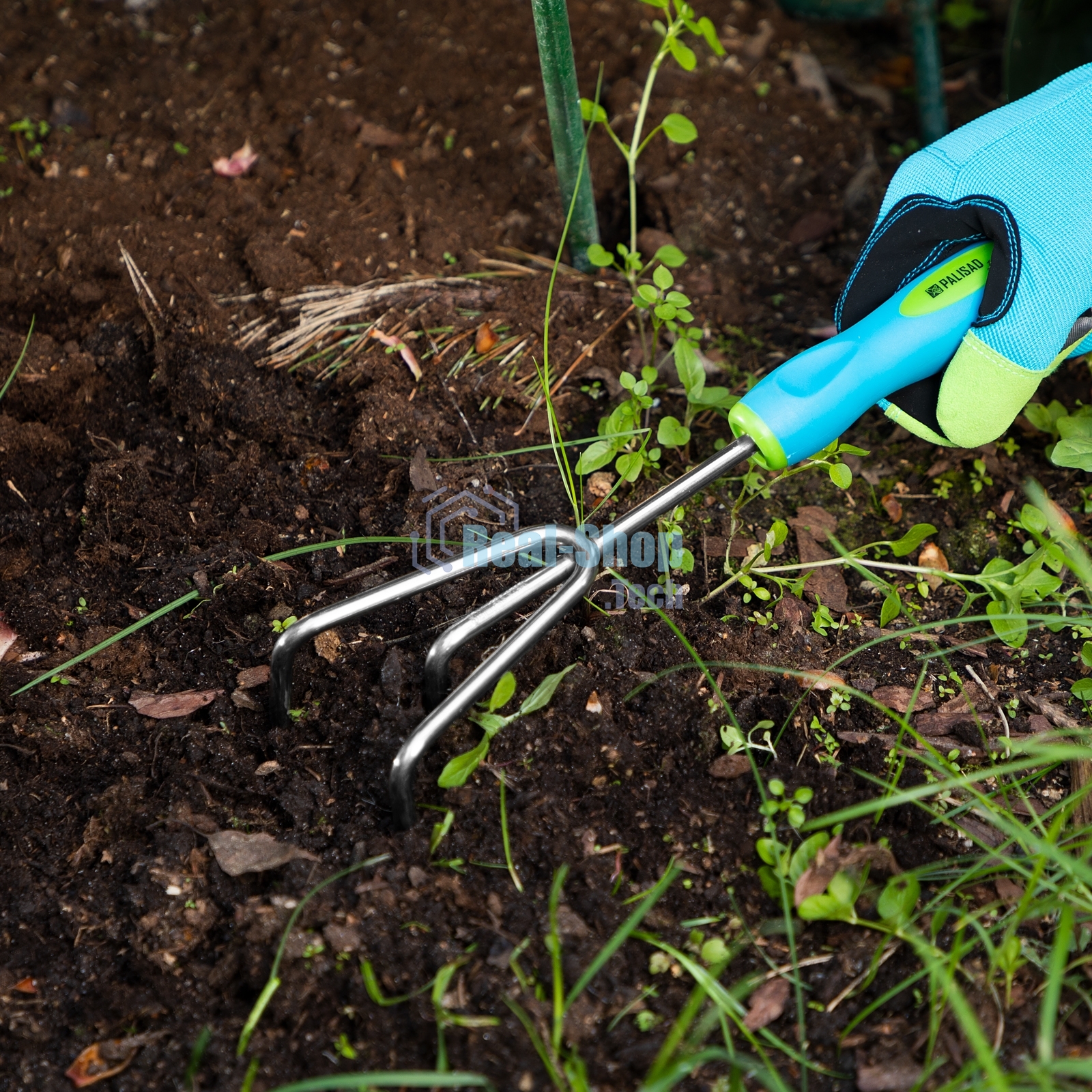 Рыхлитель 3-зубый, 80х310 мм, нерж. сталь, двухкомпонентная рукоятка, PREMIUM PLUS Palisad
