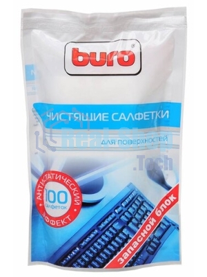 Салфетки Buro BU-Zsurface, 100 шт для поверхностей мягкая упаковка 100шт влажных