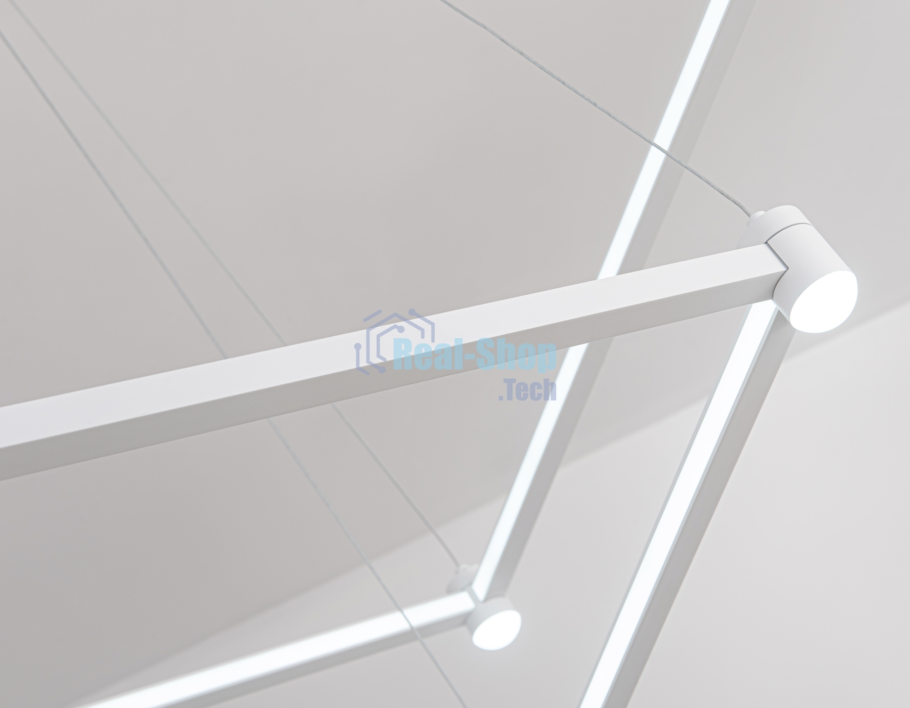 Подвесной светодиодный светильник Ambrella light FL5595/2+8 WH белый 60W 3000K/4200K/6400K 600*600*1300 (без ПДУ)