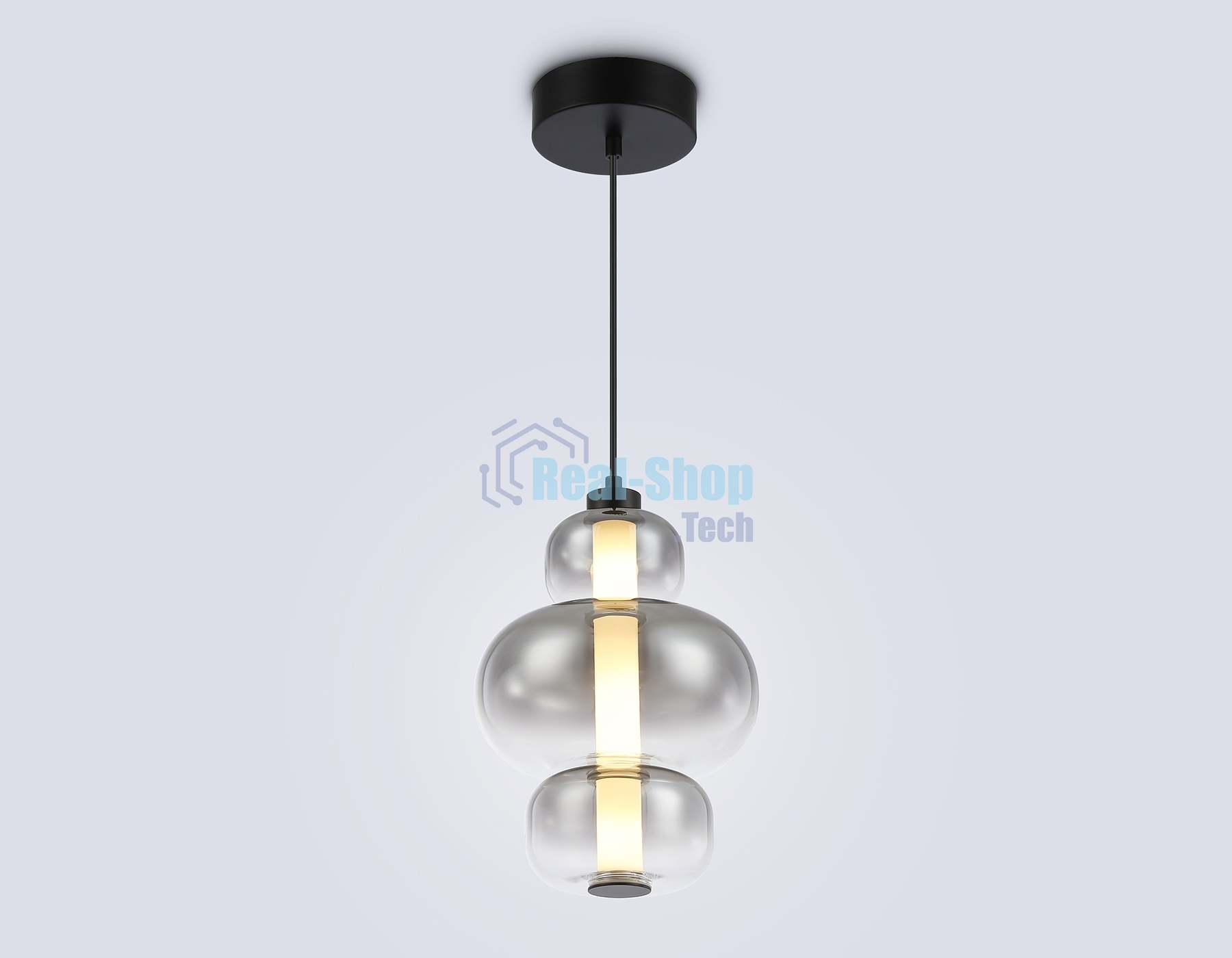 Подвесной светодиодный светильник Ambrella light LH11057 BK/SM черный/дымчатый 18W 3000K D230*350