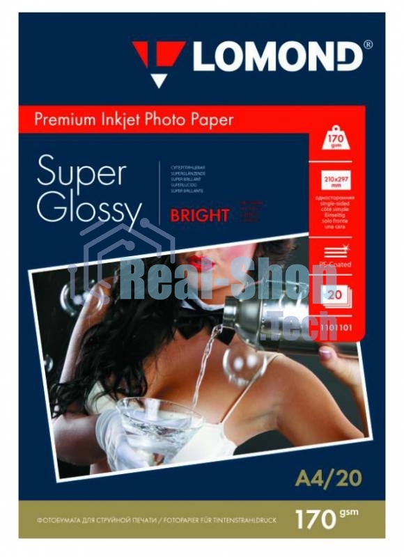 Фотобумага Lomond 1101101 A4/170г/м2/20л./белый высокоглянцевое для струйной печати