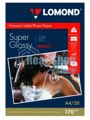 Фотобумага Lomond 1101101 A4/170г/м2/20л./белый высокоглянцевое для струйной печати