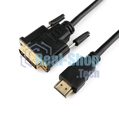 Кабель HDMI-DVI Cablexpert CC-HDMI-DVI-15, 19M/19M, single link, медь, позол.разъемы, экран, 4.5м, черный, пакет