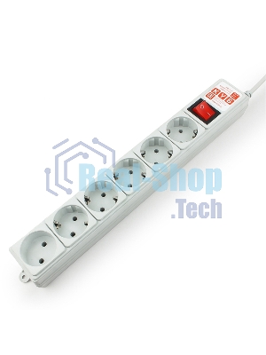 Сетевой фильтр Power Cube B, 3.0 м, 5+1 розетка, серый