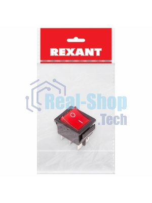 Выключатель клавишный Rexant 250V 15А (6с) ON-ON красный с подсветкой (RWB-506, SC-767)