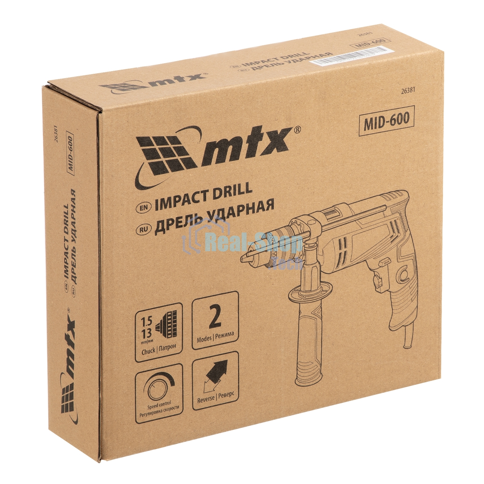 Дрель ударная MTX MID-600, 600 Вт, 0-3000 об/мин, 0-48000 уд/мин