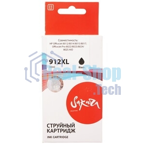 Картридж струйный Sakura 3YL84AE (№912XL Black) для HP, черный, 30 мл., 825 к.