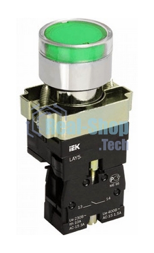 Кнопка LAY5-BW3361 с подсв. зел. 1з IEK BBT50-BW-K06