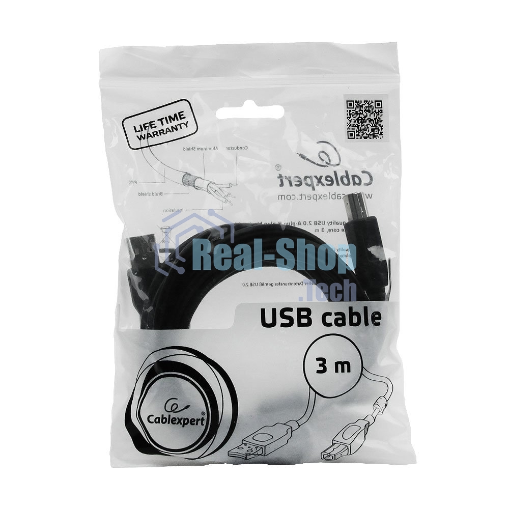 Кабель Gembird CCF-USB2-AMBM-10 USB 2.0 кабель PRO для соед. 3.0м AM/BM позол.конт., фер.кол., пакет