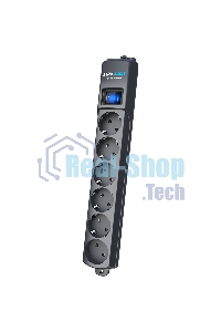 Сетевой фильтр Surge protector Pilot S Max (5 euros + 1GP), 15A/3.5kVA, automatic, 3 m, graphite