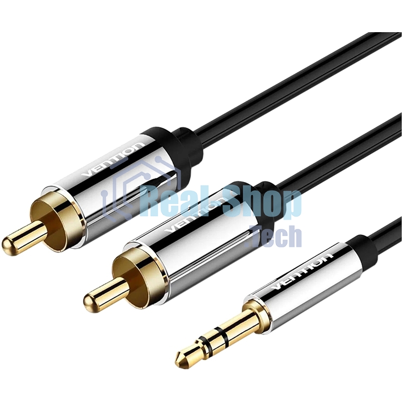 Кабель Vention аудио Jack 3,5 мм M/2RCA M - 2м черный