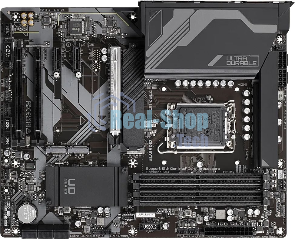 Материнская плата Gigabyte Z790 UD, LGA 1700, Intel Z790, 4xDDR5, 6xSATA, 3xM.2, 1xPCI-E 5.0 x16, 1xPCI-E 4.0 x4, 1xPCI-E 3.0 x1, 1xHDMI, 1xDP, 1x 2.5Gb LAN, 4xUSB-A 2.0, 4xUSB-A 3.2 Gen 1, 1xUSB-A 3.2 Gen 2, 1xUSB-C 3.2 Gen 2x2, 7.1, ATX